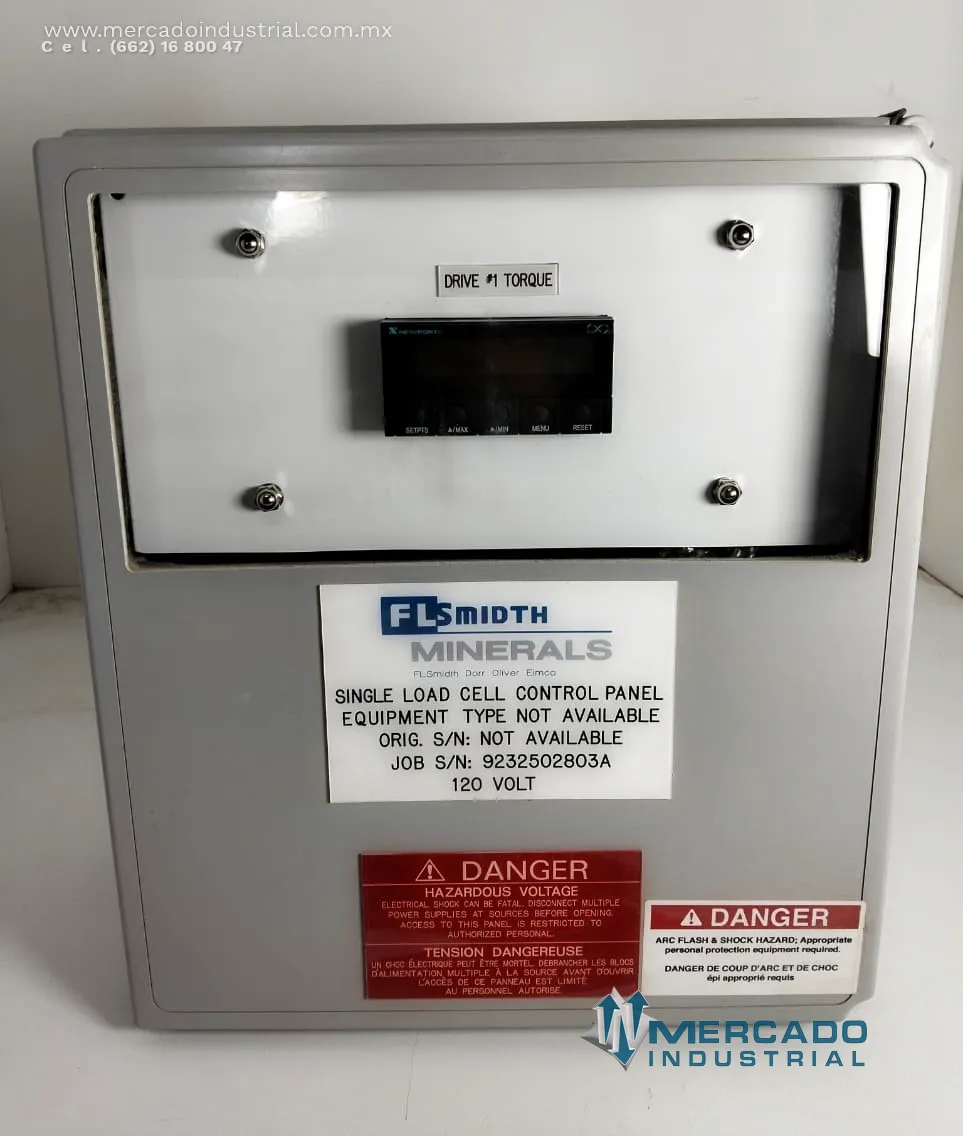 Panel de control industrial para celda de carga 120 V serie 9232502803A marca FLSMIDTH MINERALS