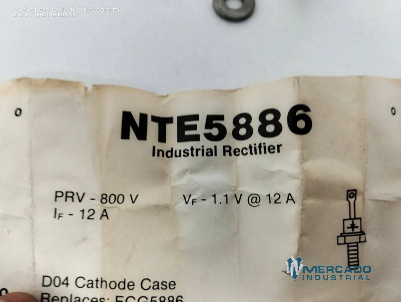 Rectificador industrial de silicio 1.1 V 12 A modelo NTE5886 marca NTE ELECTRICS