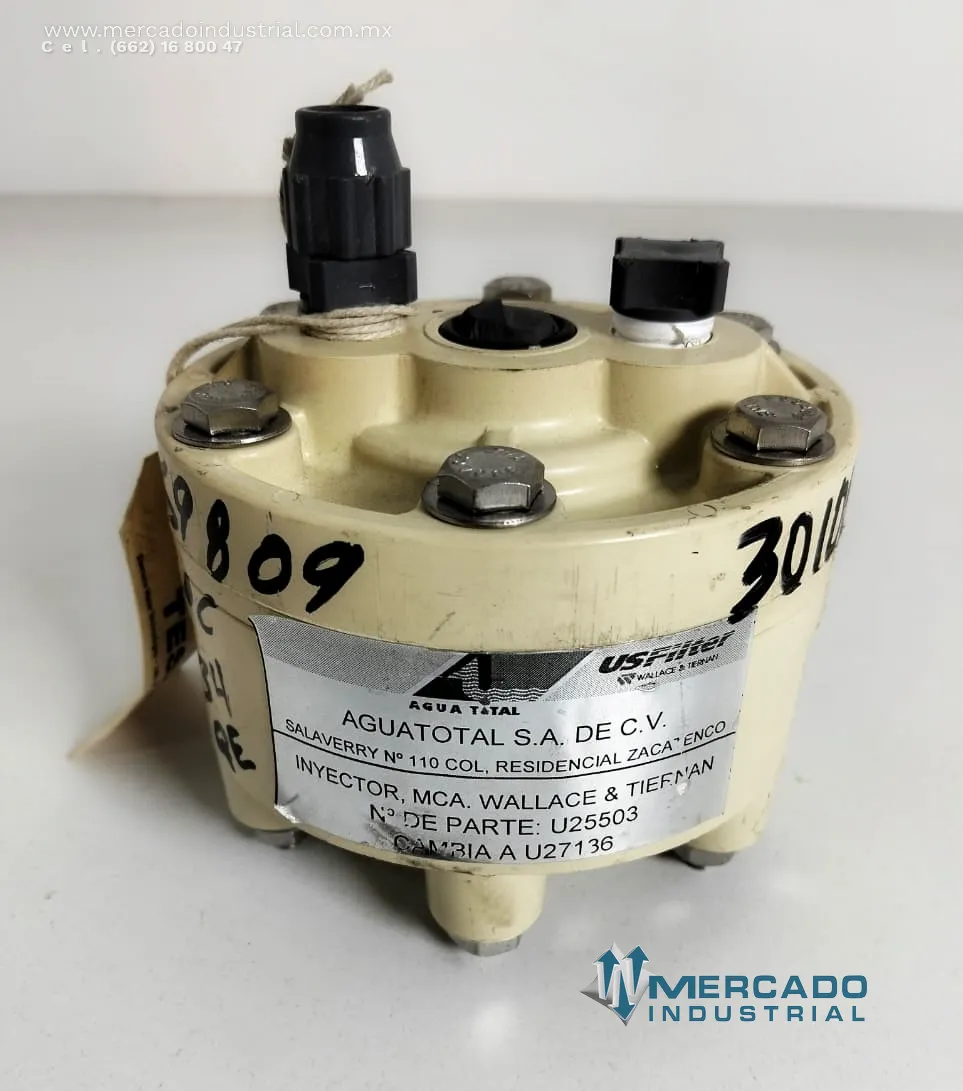 Inyector hidráulico 100 PSI parte U25503 marca Wallace & tiernan