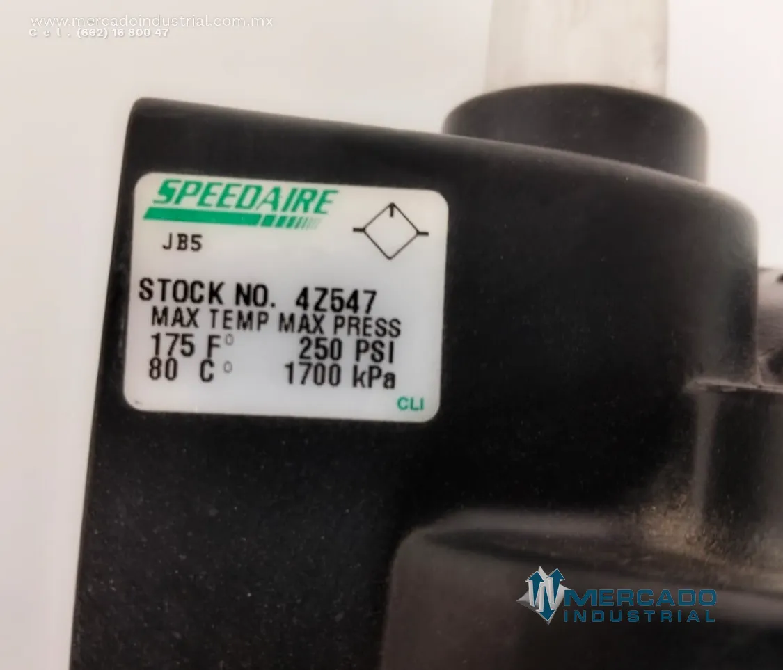 Filtro lubricador neumático 250 PSI 175 °F modelo 4Z547 marca SPEEDAIRE