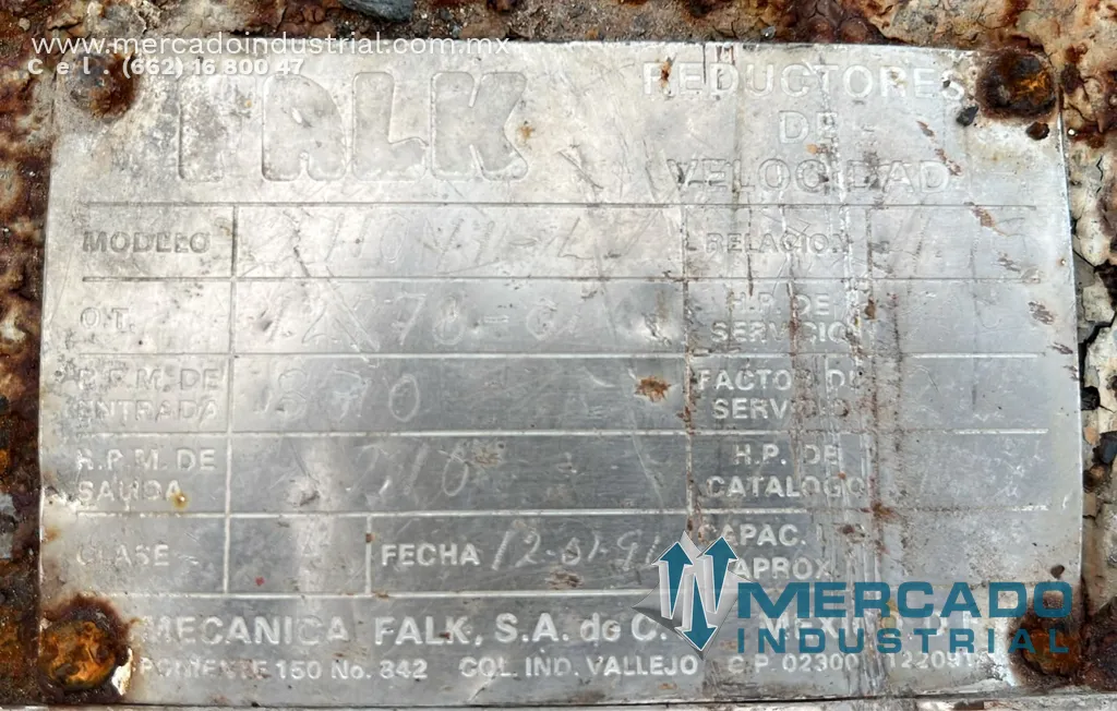 Reductor de velocidad 300 HP 5.562 ratio modelo 2110Y1-L marca FALK